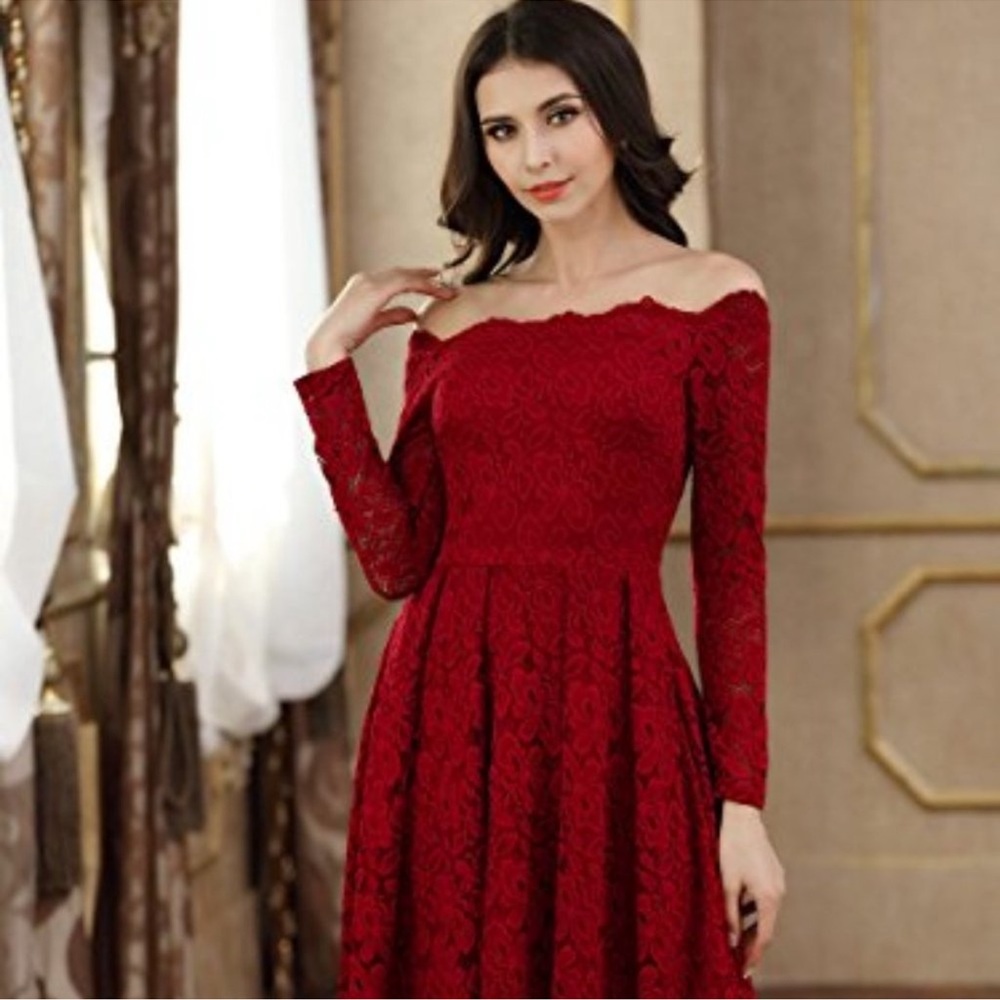MissMay Retro Red Gorgeous City Lace Dress Women’s Medium